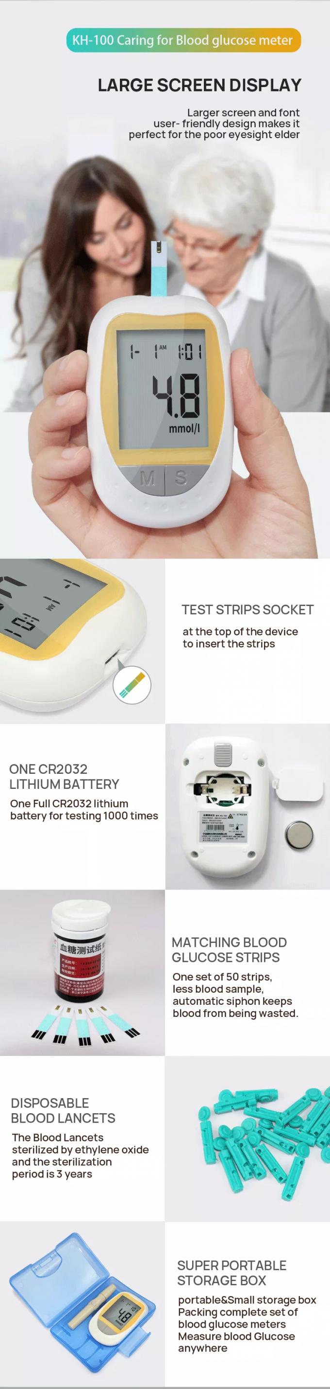 FAD GDH Plastic Non Invasive Blood Sugar Monitor , 250 Memories