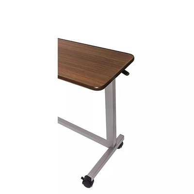 19 Speed Walnut Adjustable Over Bed Laptop Table Wood Grain Medical Bedside With Wheels