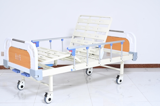 Manual 2 cranks hospital bed Invisible cranks ABS headboard and endboard with 5' Medical silent castors