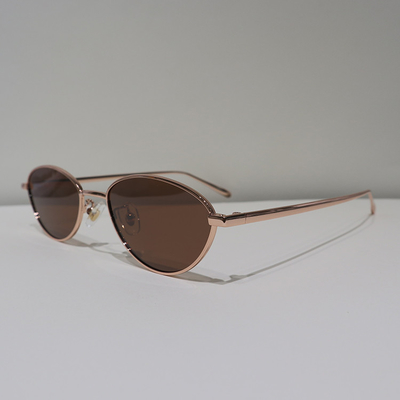 Brown Anti Reflective Sunglasses Semicircle Rose Gold Sun Glare Glasses