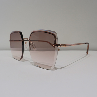 Gold Anti Reflective Sunglasses Women Square Butterfly Shape