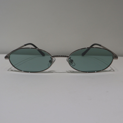 Green Anti Reflective Sunglasses 56mm Round Silver Polarized