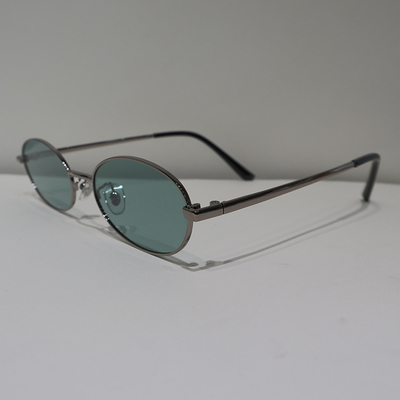 Green Anti Reflective Sunglasses 56mm Round Silver Polarized