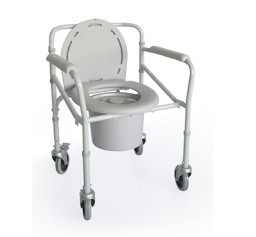 Bedpan Castor Folding Toilet Chair , Aluminum Portable Shower Commode Chair