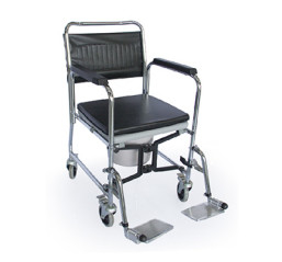 Bedside Folding Toilet Commode Wheelchair , PVC Wheelchair For Shower And Toilet