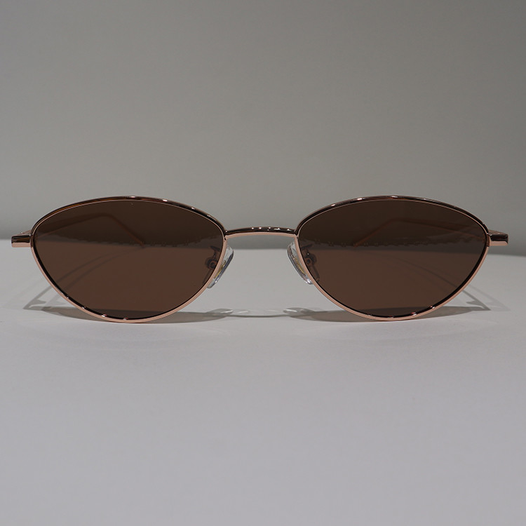 Brown Anti Reflective Sunglasses Semicircle Rose Gold Sun Glare Glasses