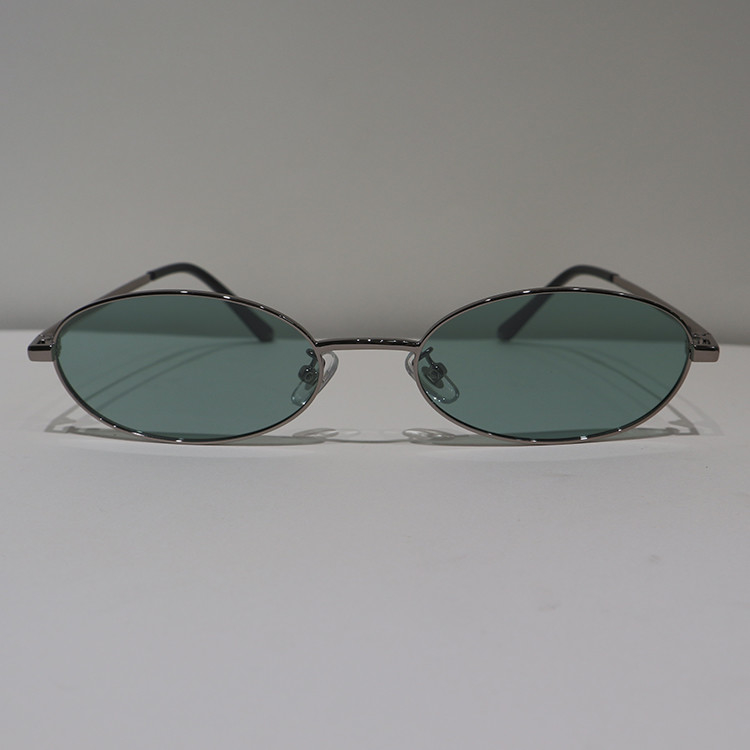 Green Anti Reflective Sunglasses 56mm Round Silver Polarized